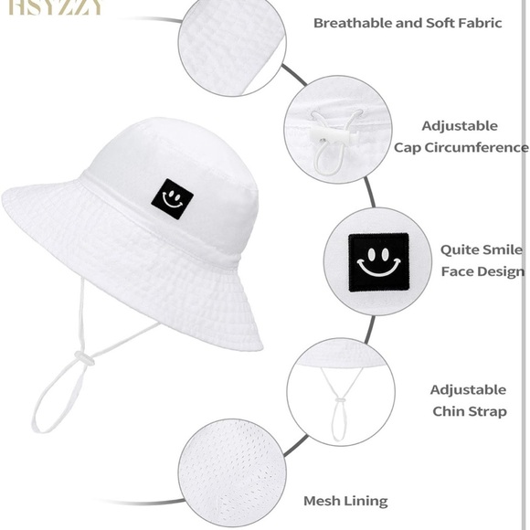 Baby Sun Hat Smile Face Toddler UPF 50+ Sun Protective Bucket hat (C2) - Picture 3 of 4